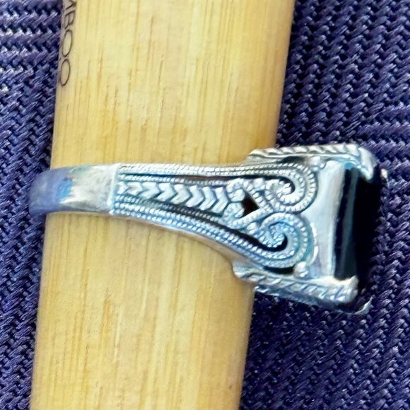 Sterling Silver CNA Signed 925 Smokey Topaz Filigree Art Deco Ring Size 6 - Picture 3 of 8